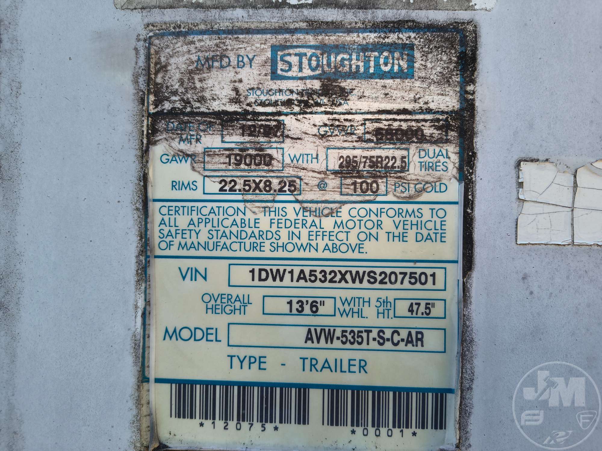 1997 Stoughton AVW-535T-S-AR