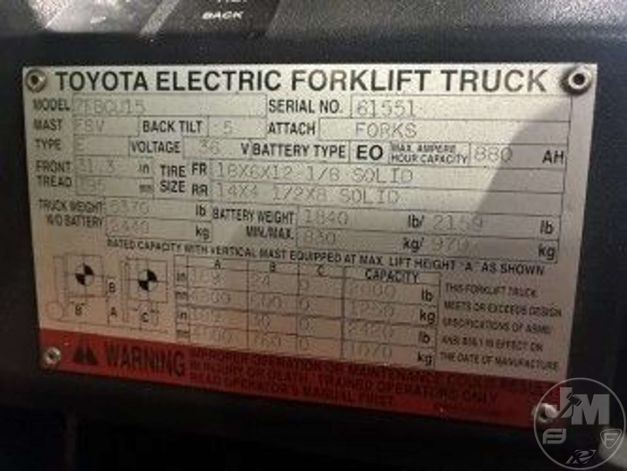 2003 Toyota 7FBCU15