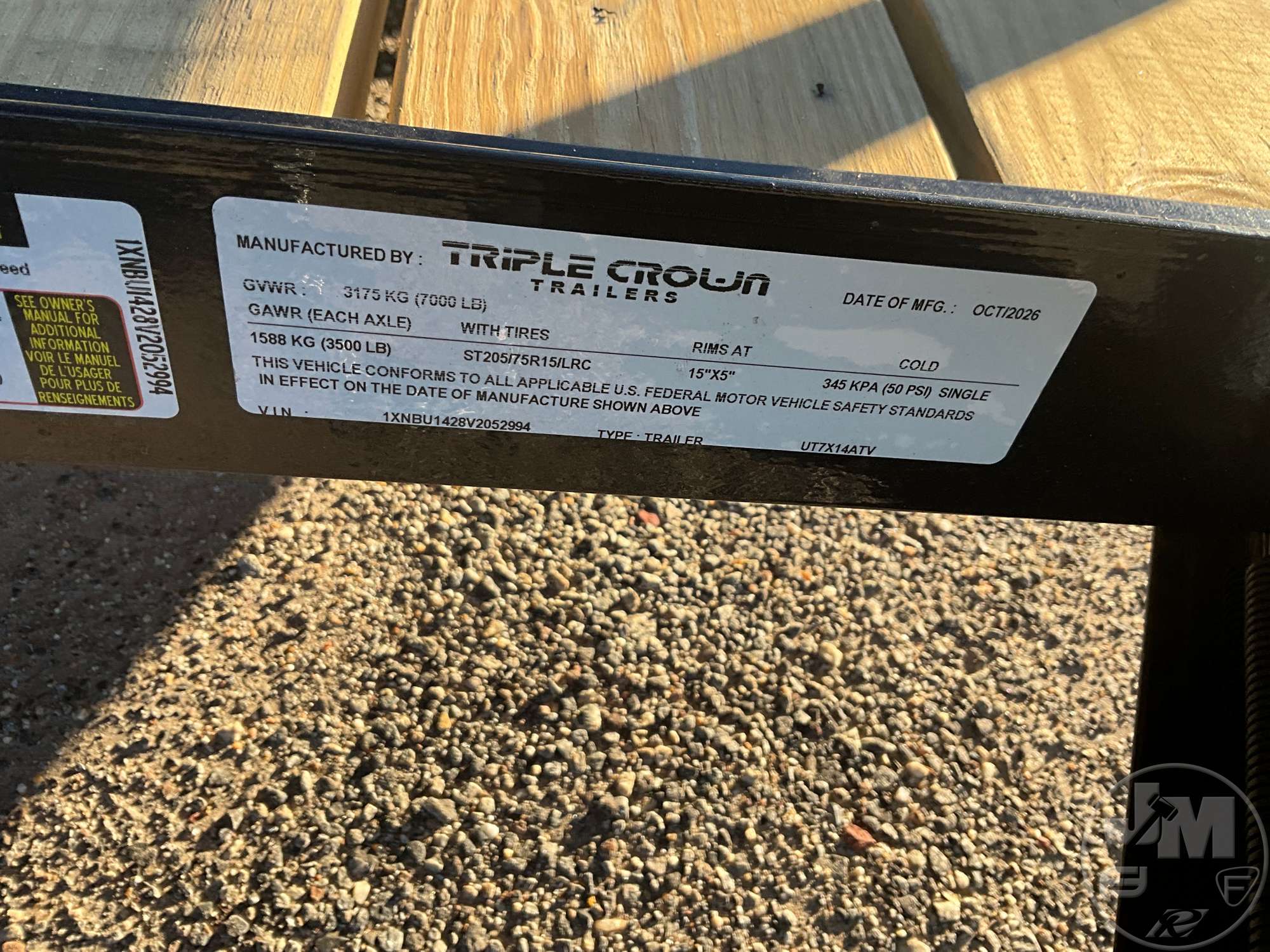 2027 TRIPLE CROWN TRAILERS, INC UT7X14ATV