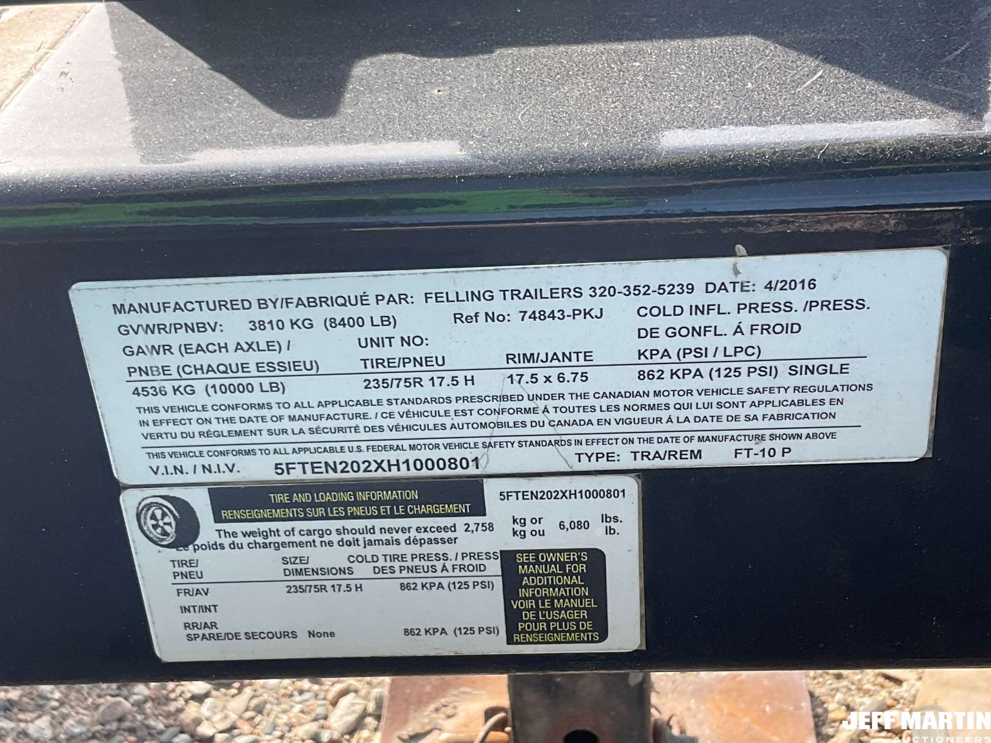 2017 Felling Trailers, Inc. FT-10