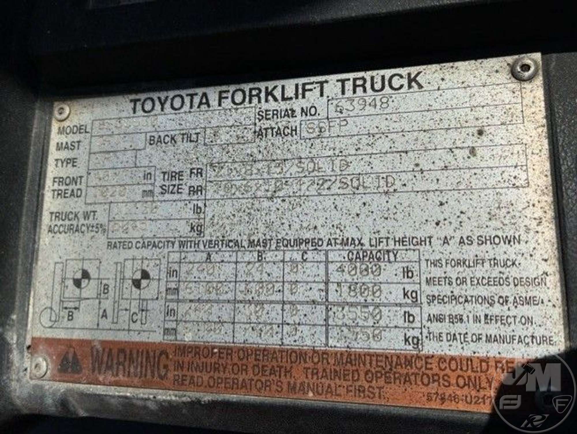 2015 Toyota 8FGCU30