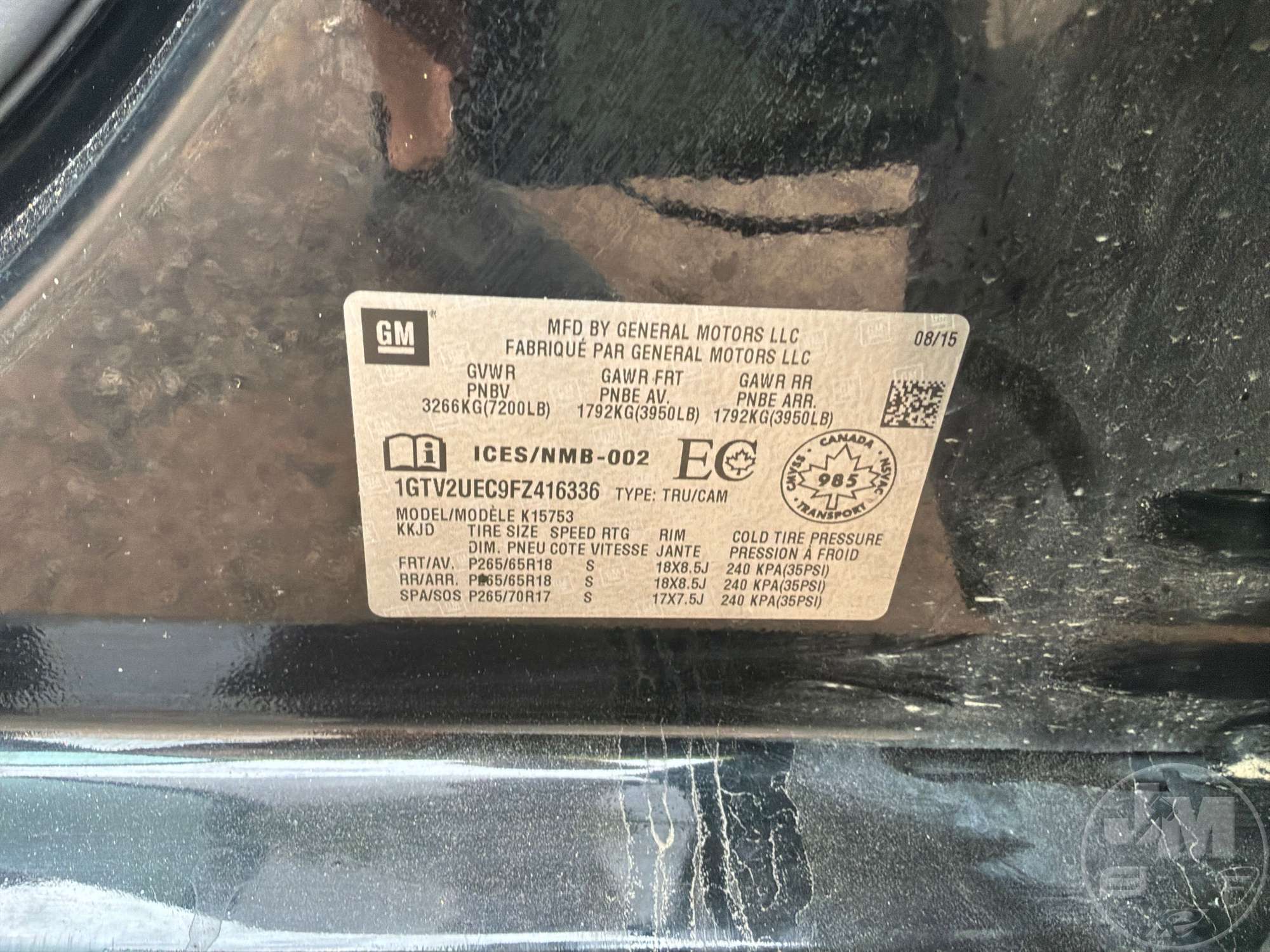 2015 GMC SIERRA 1500 SLE