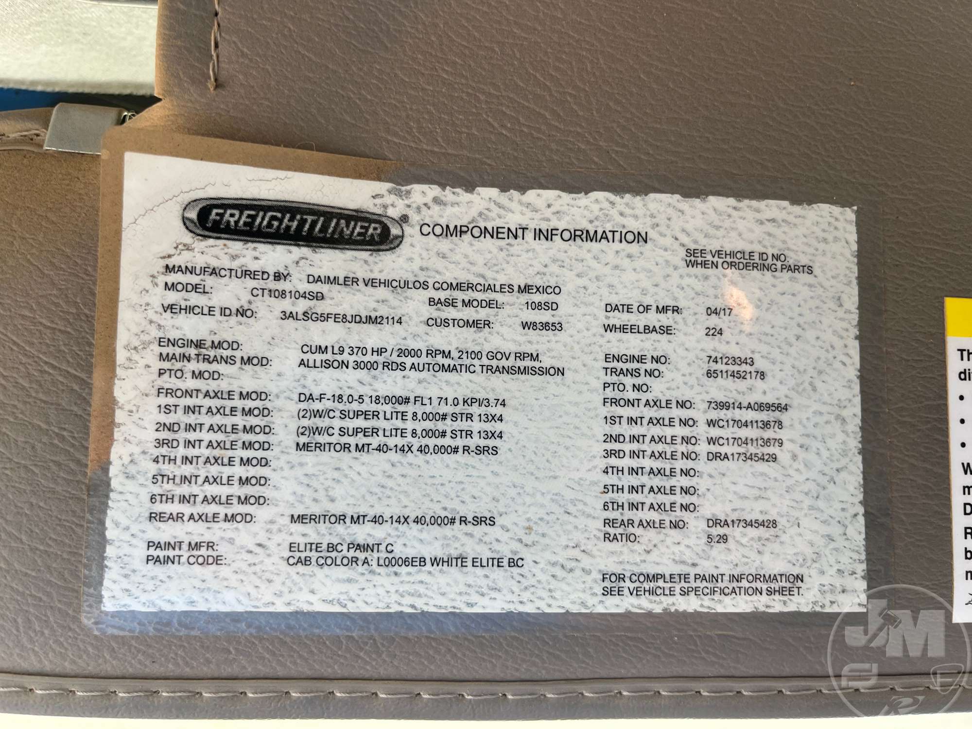 2018 Freightliner 108SD