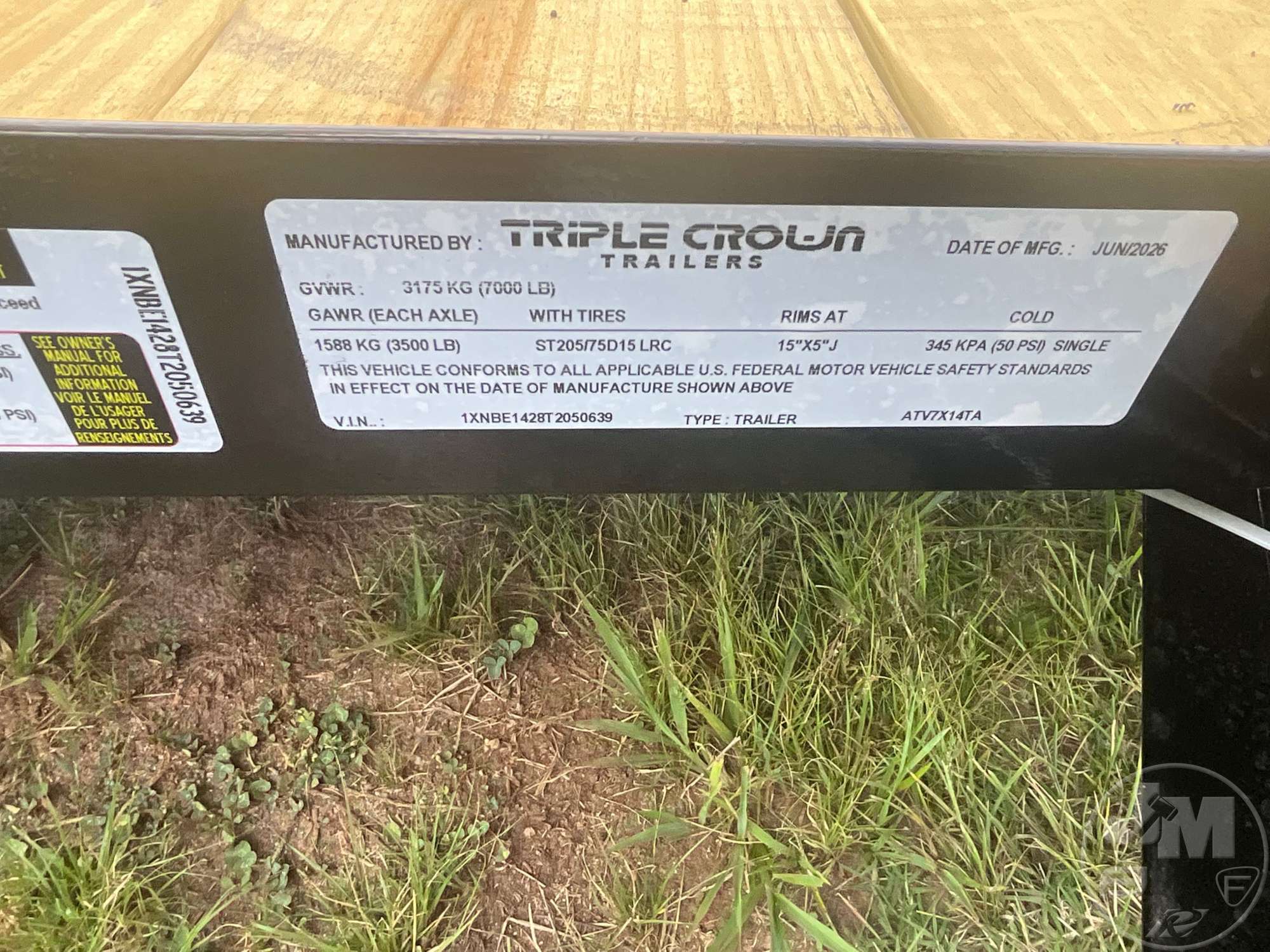 2026 TRIPLE CROWN TRAILERS, INC ATV7X14TA
