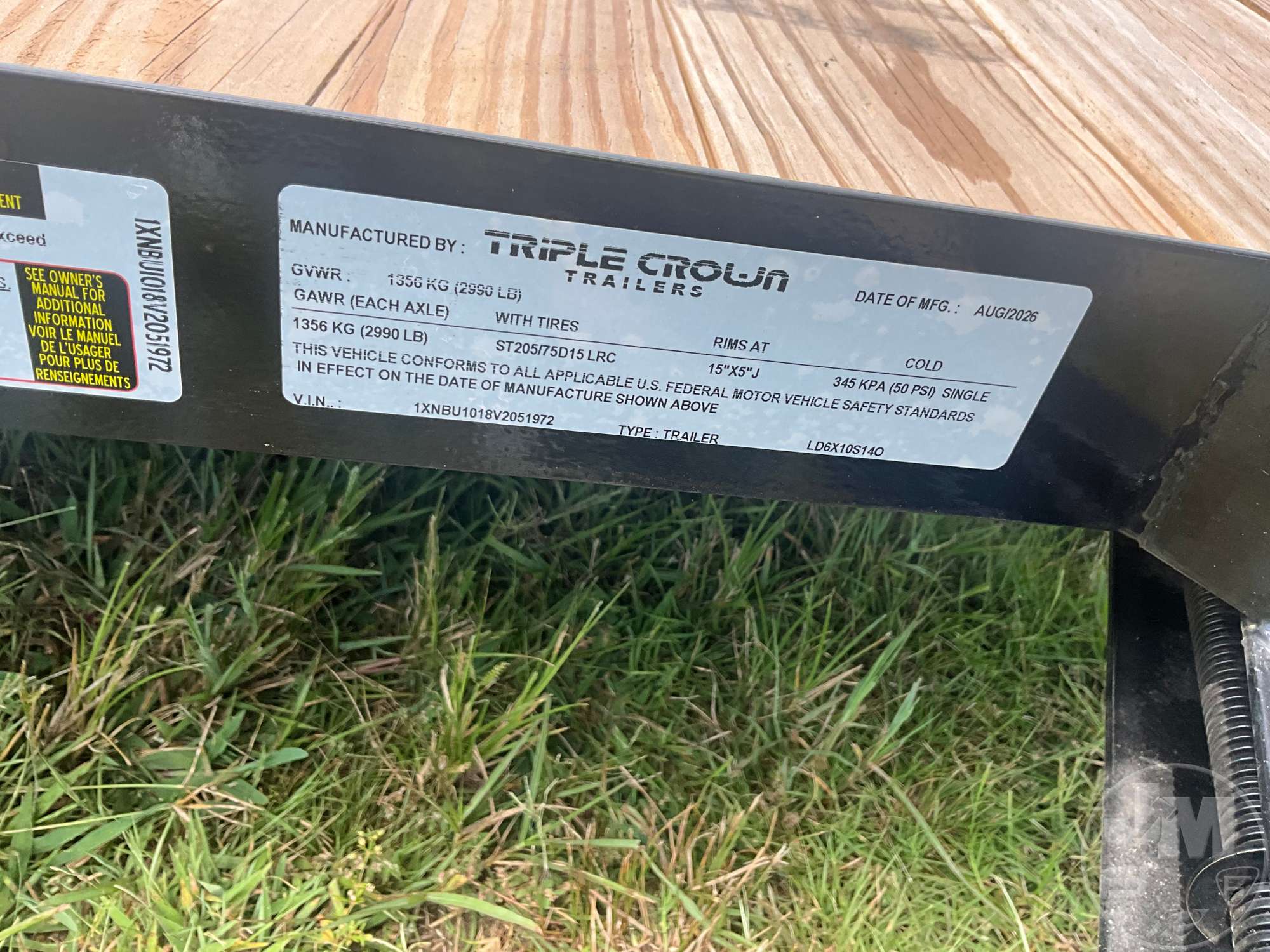 2027 TRIPLE CROWN TRAILERS, INC LD6X10S14O