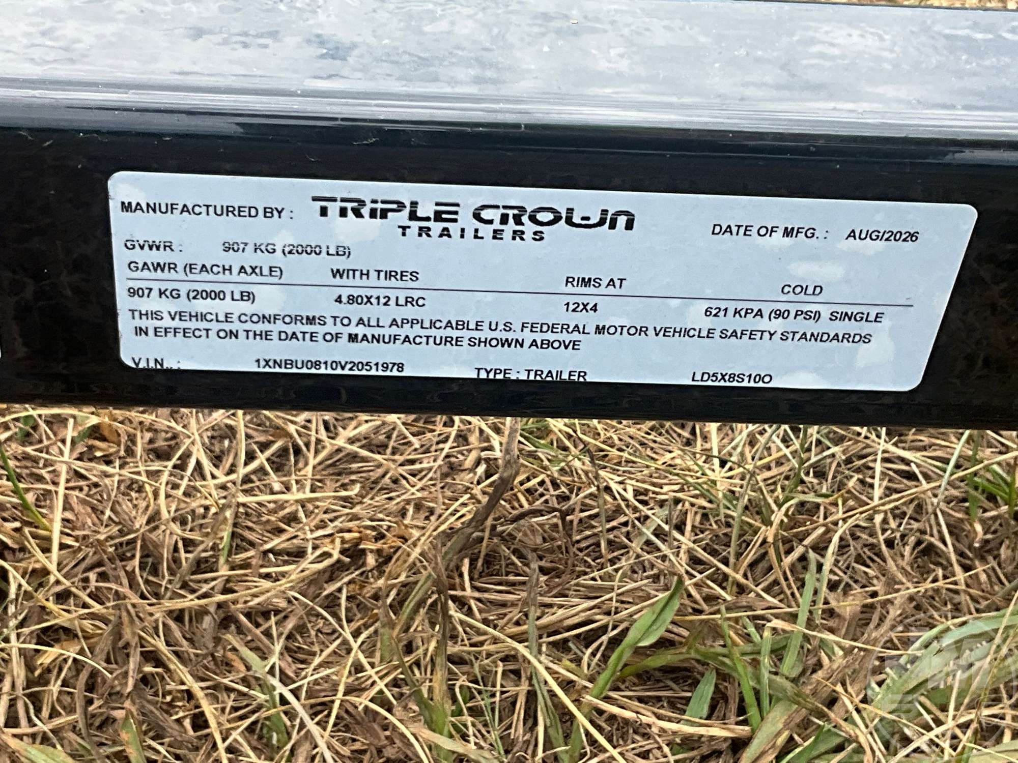 2027 TRIPLE CROWN TRAILERS, INC LD5X8S10O