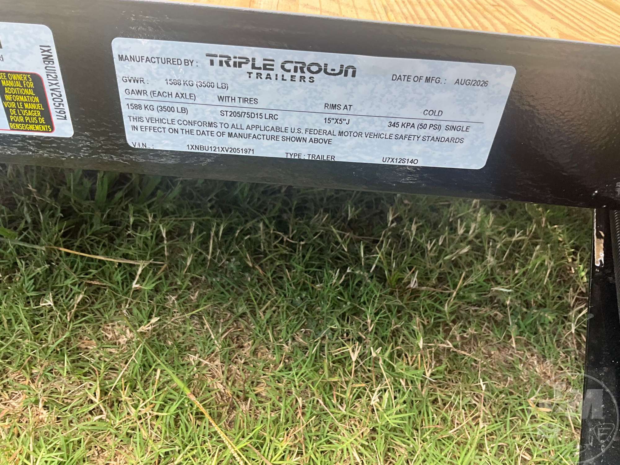 2027 TRIPLE CROWN TRAILERS, INC U7X12S140