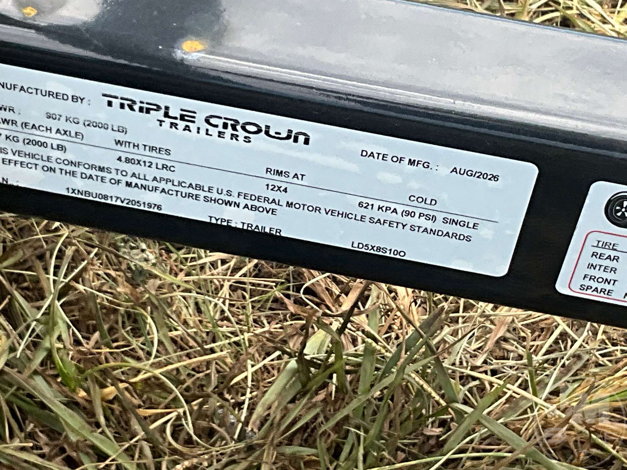 2027 TRIPLE CROWN TRAILERS, INC LD5X8S10O