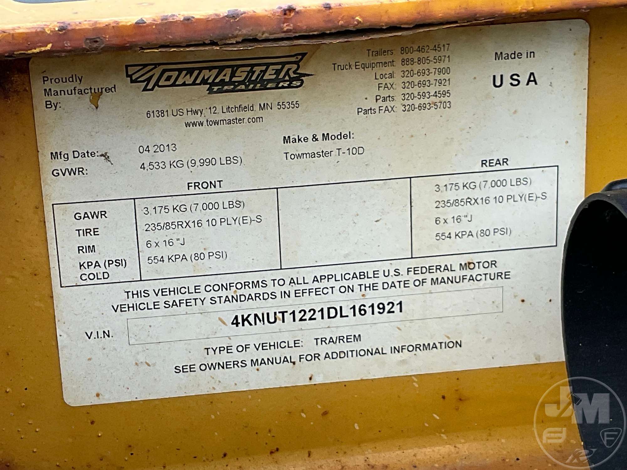 2013 Towmaster T-10D
