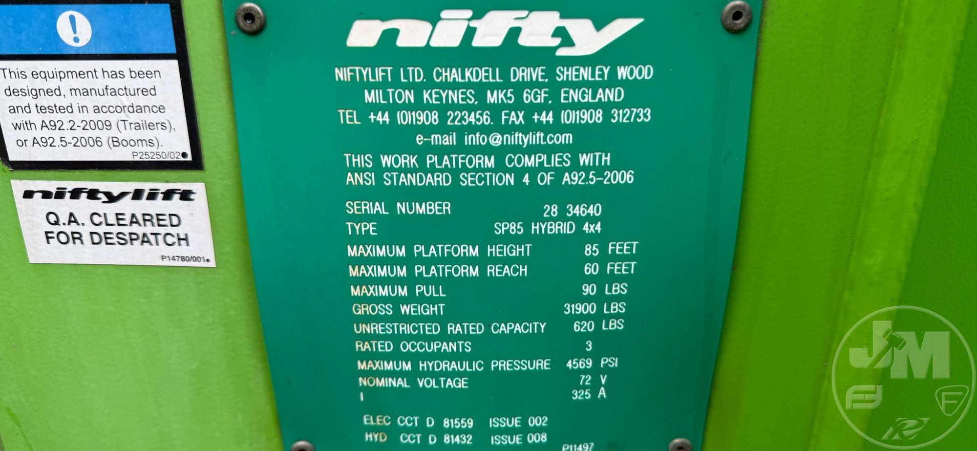 2021 Niftylift SP85
