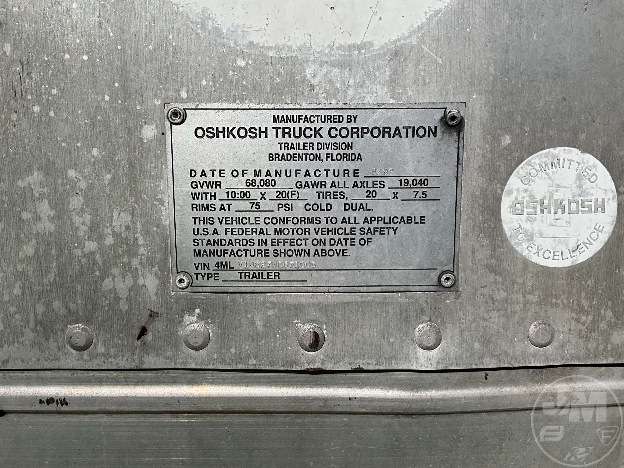 1992 Oshkosh TRAILER
